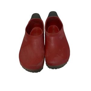 Birki’s Red slip on clogs